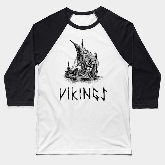 Vikings Valhalla Boat-Viking t-shirt Baseball T-Shirt by KrasiStaleva